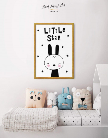 Framed Little Star Bunny Nursery Animal Canvas Wall Art - image 2