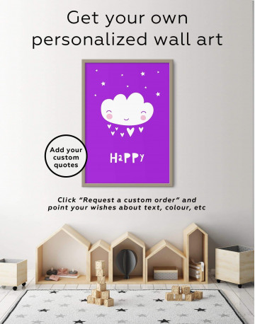 Framed Happy Modern Nursery Canvas Wall Art - image 6
