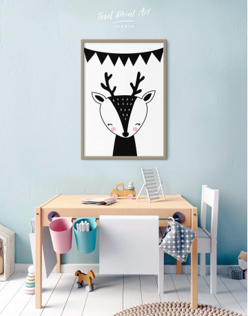 Framed Deer Nursery Animal Canvas Wall Art