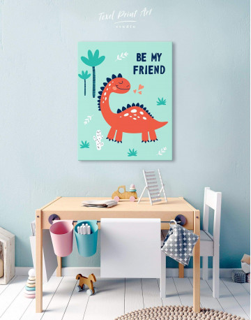 Be My Friend Dinosaur Nursery Canvas Wall Art - image 5