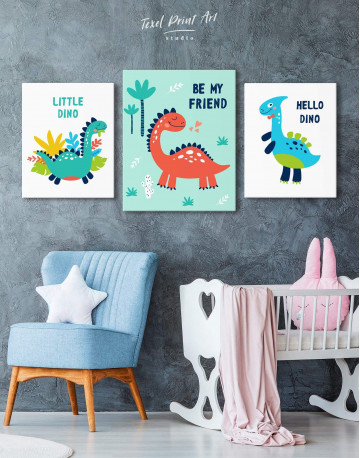 Be My Friend Dinosaur Nursery Canvas Wall Art - image 3