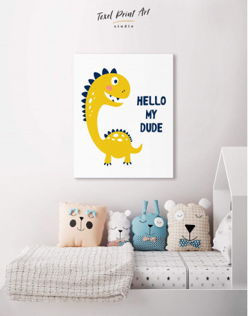 Hello My Dude Dinosaur Nursery Canvas Wall Art - image 3
