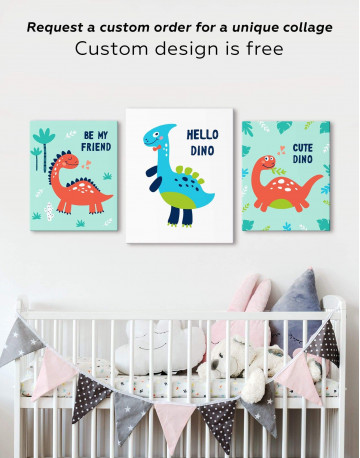 Hello Baby Dino Nursery Canvas Wall Art - image 5