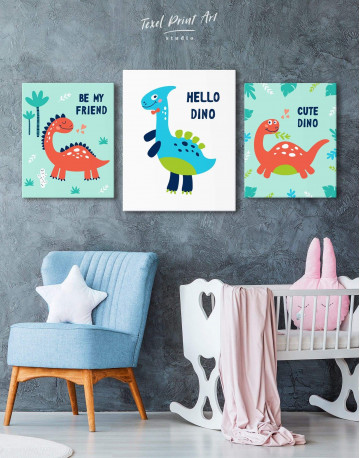 Hello Baby Dino Nursery Canvas Wall Art - image 4