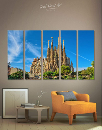 5 Panels Sagrada Familia Barcelona Canvas Wall Art