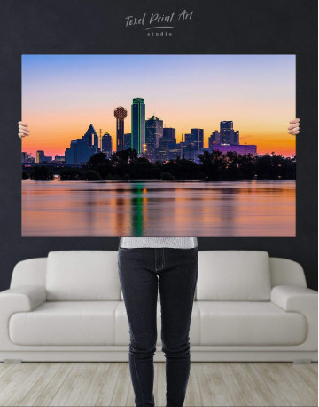 Silhouette Dallas Skyline Canvas Wall Art - image 4
