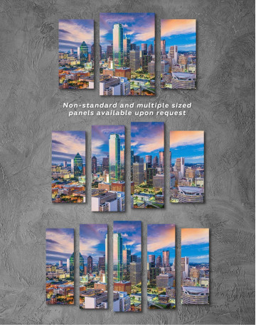 3 Panels Dallas Texas Skyline View Canvas Wall Art - image 2