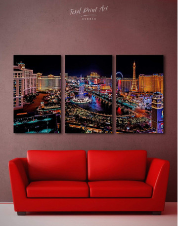 3 Pieces Vegas Skyline Canvas Wall Art
