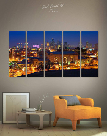 5 Panels Kansas City Skyline Canvas Wall Art