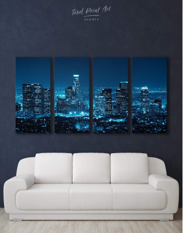 4 Panels Los Angeles Skyline Canvas Wall Art