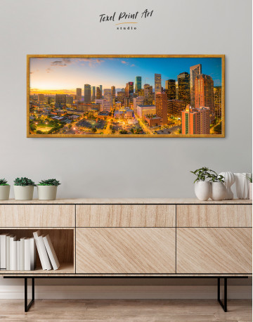 Framed Panoramic Houston Texas Canvas Wall Art - image 2