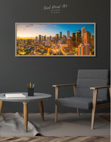 Framed Panoramic Houston Texas Canvas Wall Art - image 1