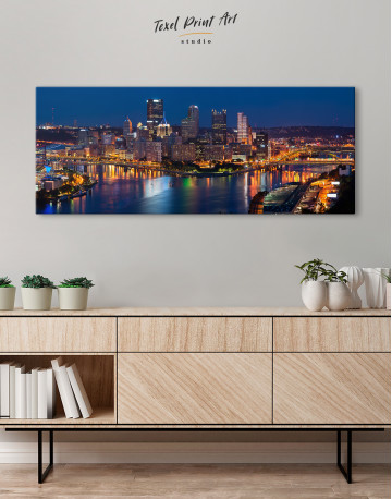 Panoramic Pittsburgh Pennsylvania Skyline Canvas Wall Art - image 4