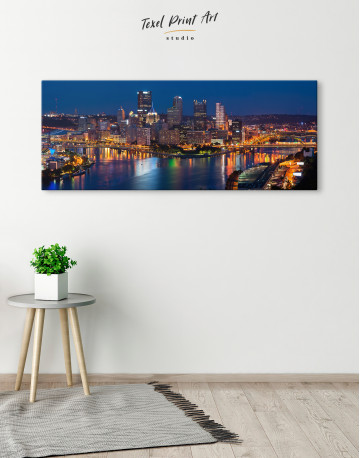 Panoramic Pittsburgh Pennsylvania Skyline Canvas Wall Art - image 3