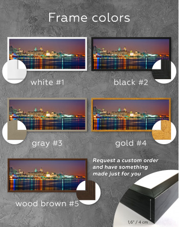 Framed Night Panoramic Liverpool Cityscape Canvas Wall Art - image 3