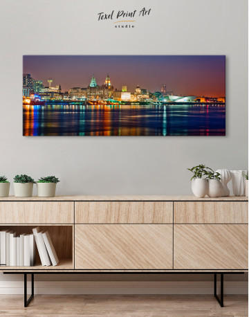 Night Panoramic Liverpool Cityscape Canvas Wall Art - image 4