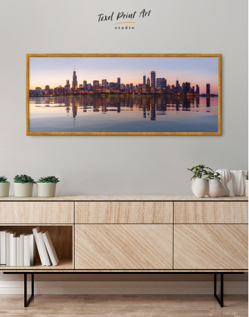 Framed Panoramic Chicago View from Northerly Island Canvas Wall Art - image 2
