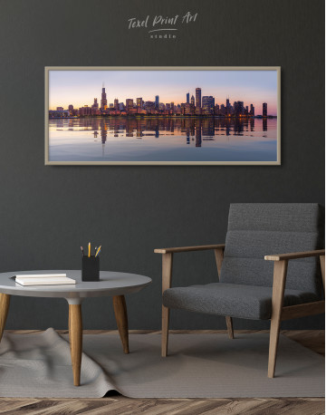 Framed Panoramic Chicago View from Northerly Island Canvas Wall Art - image 1