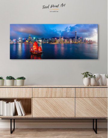 Panoramic Hong Kong Skyline Canvas Wall Art - image 1