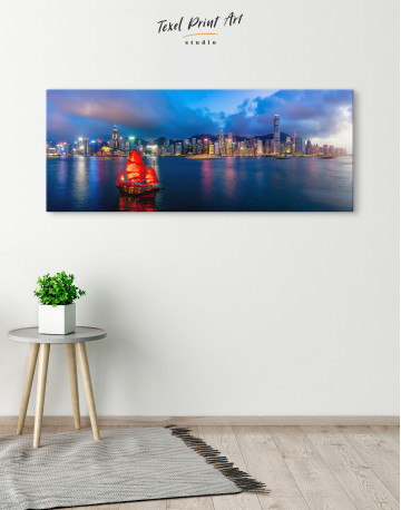 Panoramic Hong Kong Skyline Canvas Wall Art - image 1