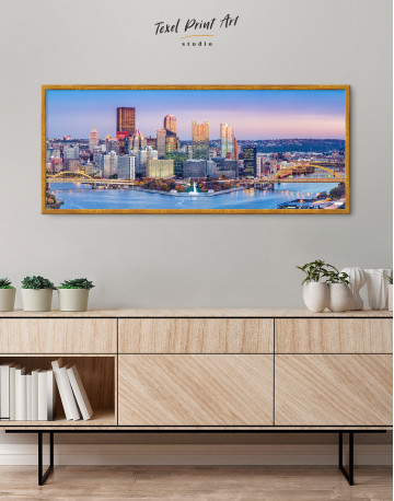 Framed Panoramic Pittsburgh Cityscape Canvas Wall Art - image 2