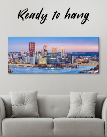 Panoramic Pittsburgh Cityscape Canvas Wall Art