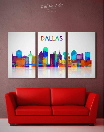 3 Pieces Dallas Silhouette Canvas Wall Art
