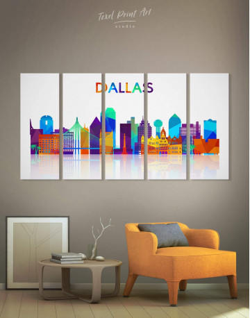 5 Pieces Dallas Silhouette Canvas Wall Art