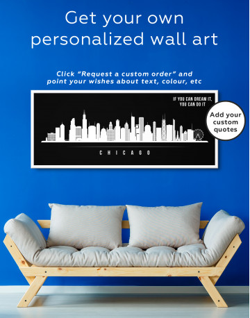 Framed Panoramic Chicago Silhouette Canvas Wall Art - image 1