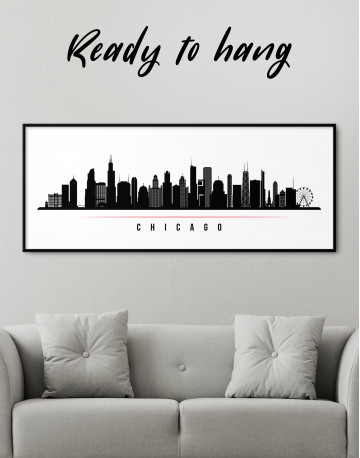 Framed Panoramic Chicago Silhouette Canvas Wall Art