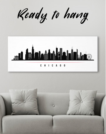 Panoramic Chicago Silhouette Canvas Wall Art - image 1
