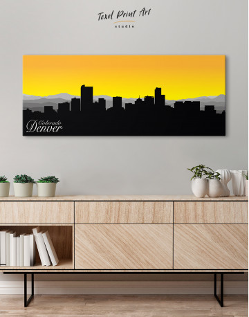 Panoramic Colorado Denver Silhouette Canvas Wall Art - image 1