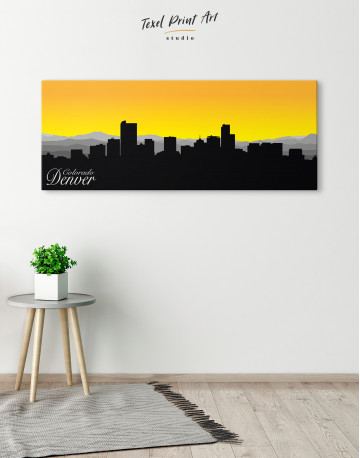Panoramic Colorado Denver Silhouette Canvas Wall Art - image 2