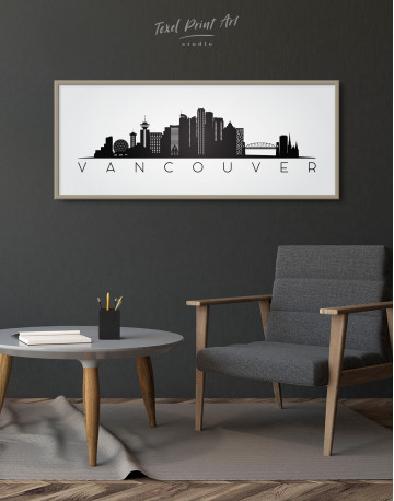 Framed Black and White Vancouver Canvas Wall Art - image 1