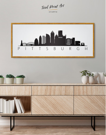Framed Black and White Pittsburgh Canvas Wall Art - image 2