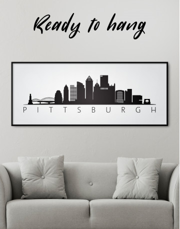 Framed Black and White Pittsburgh Canvas Wall Art