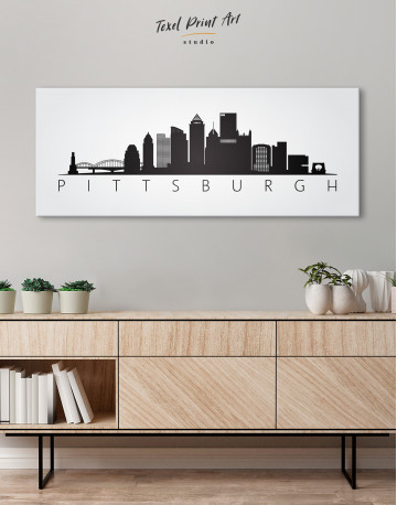Black and White Pittsburgh Canvas Wall Art - image 1
