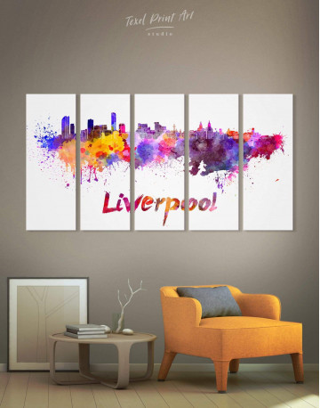 5 Panels Liverpool Silhouette Canvas Wall Art