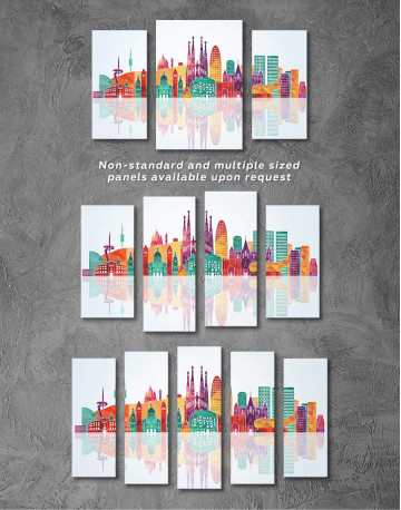 5 Panels Barcelona Silhouette Canvas Wall Art - image 2