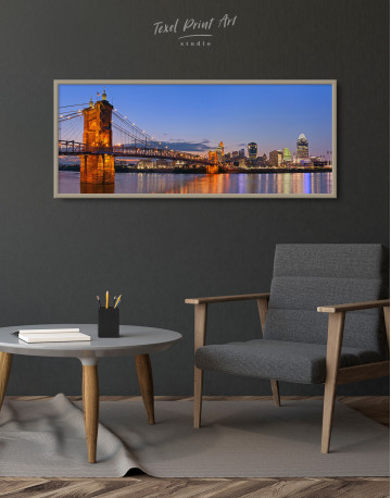 Framed Panoramic Cincinnati Scenic View Canvas Wall Art - image 1