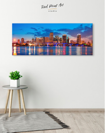 Panoramic Night Cityscape View Canvas Wall Art - image 1