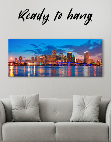 Panoramic Night Cityscape View Canvas Wall Art