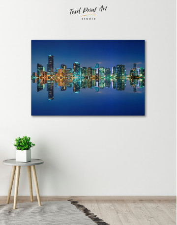 Night City Skyline Lights Canvas Wall Art