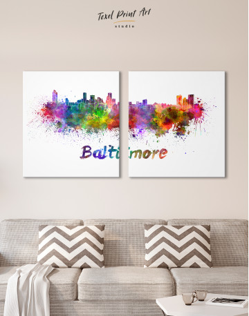 Colorful Baltimore Silhouette Canvas Wall Art - image 8