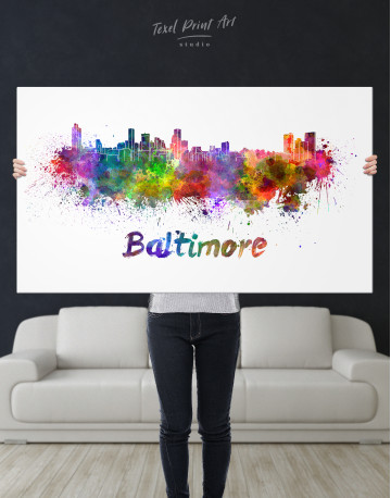 Colorful Baltimore Silhouette Canvas Wall Art - image 1