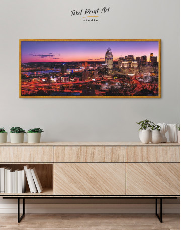 Framed Panoramic Cincinnati Ohio Cityscape Canvas Wall Art - image 4