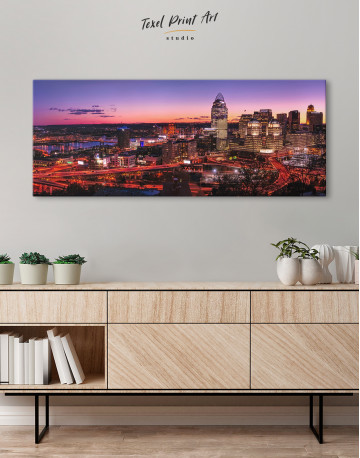 Panoramic Cincinnati Ohio Cityscape Canvas Wall Art - image 1