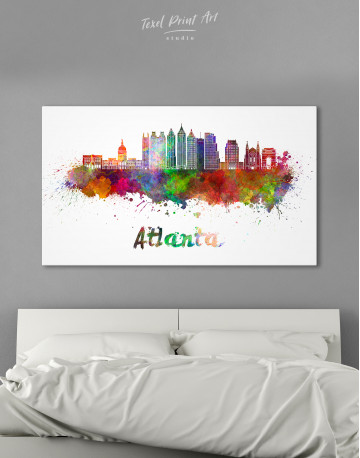 Colorful Atlanta Silhouette Canvas Wall Art