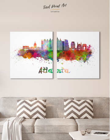 Colorful Atlanta Silhouette Canvas Wall Art - image 1