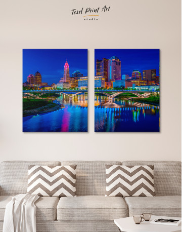 Night Bicentennial Park Syndey Scenic View Canvas Wall Art - image 1